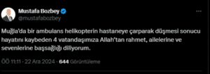Bursa Büyükşehir Belediye Başkanı Bozbey'den başsağlığı mesajı 4 Bülten Medya -