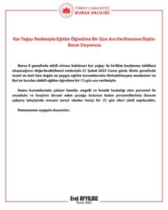 Bursa'da eğitime kar tatili 4 Bülten Medya -