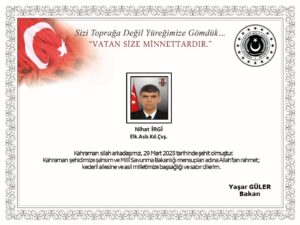 MSB'den acı haber! 1 askerimiz şehit oldu 4 Bülten Medya -