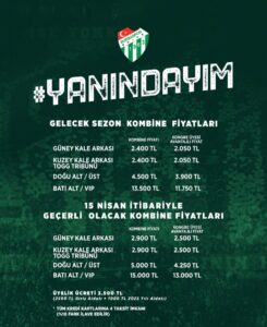 Bursaspor'un gelecek sezon kombine fiyatları belli oldu! 4 Bülten Medya -