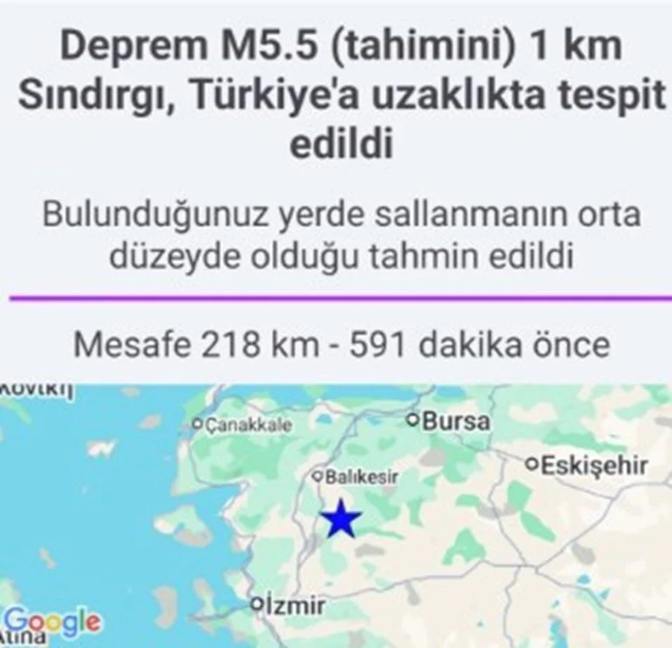 Bursa, İstanbul, İzmir'i uykudan uyandıran deprem bildirimi 1 Bülten Medya -
