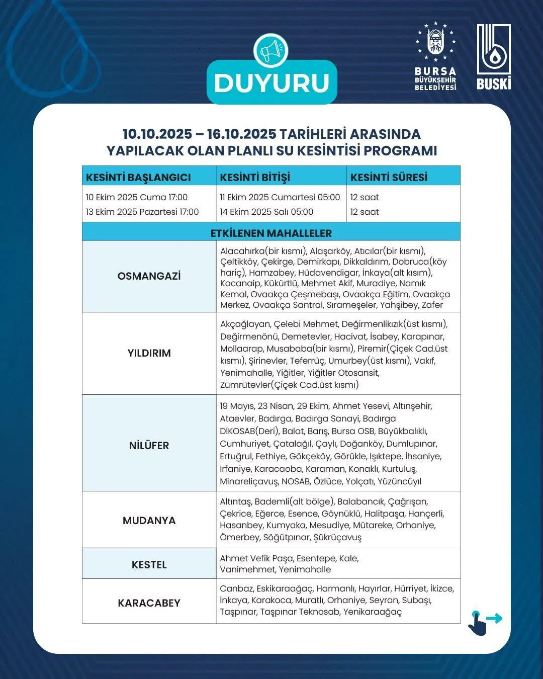 Bursa'da su kesintileri devam edecek! 2 Bülten Medya -