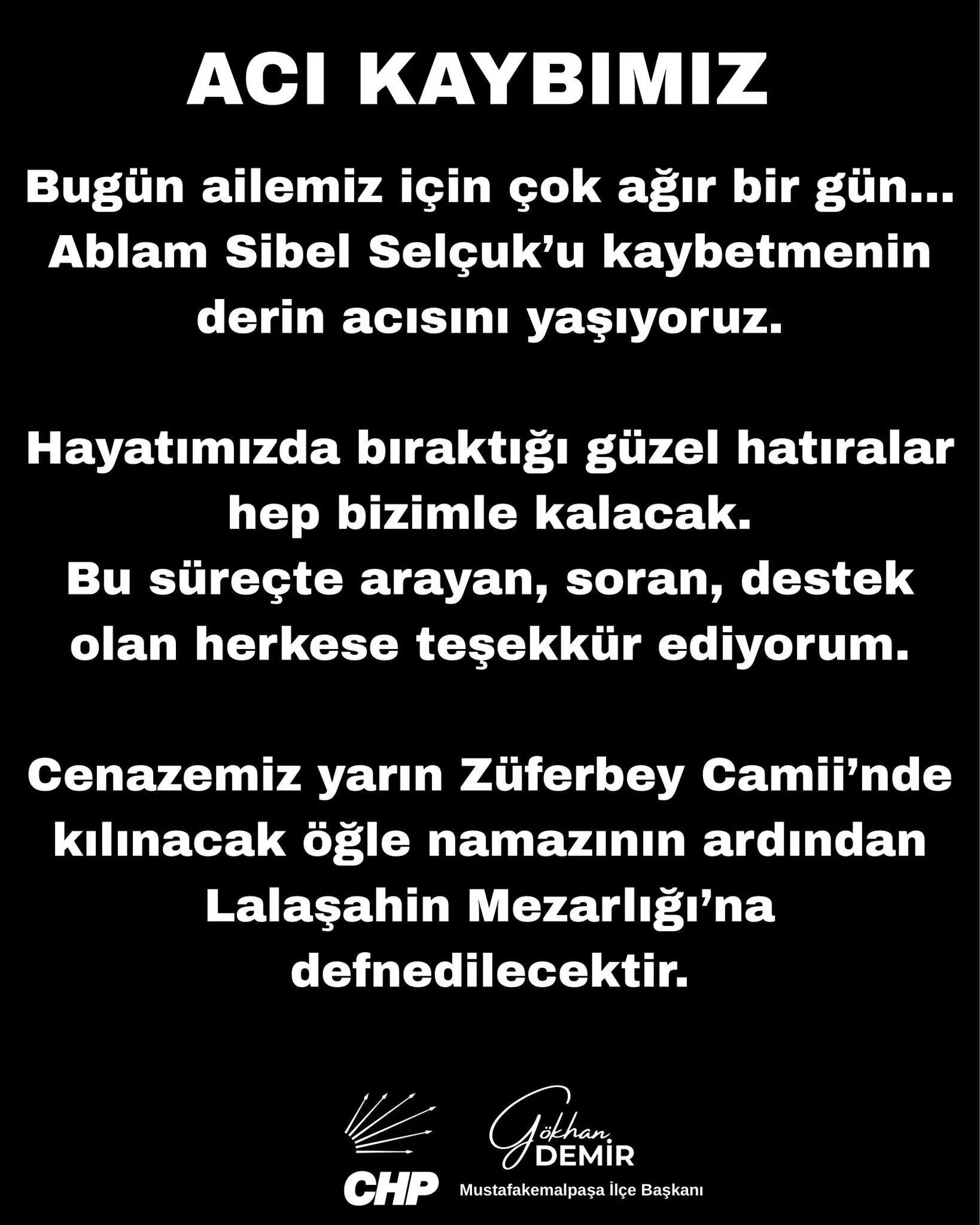 Gökhan Demir’in acı günü: Ablası Sibel Selçuk hayatını kaybetti 1 Bülten Medya -