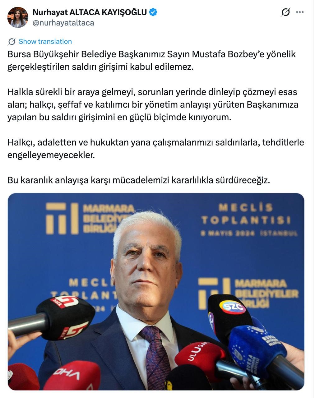 Bursa'da saldırı girişimi: Bozbey'e destek mesajları peş peşe geldi 4 Bülten Medya -