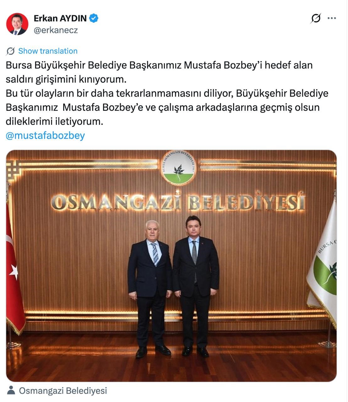 Bursa'da saldırı girişimi: Bozbey'e destek mesajları peş peşe geldi 2 Bülten Medya -