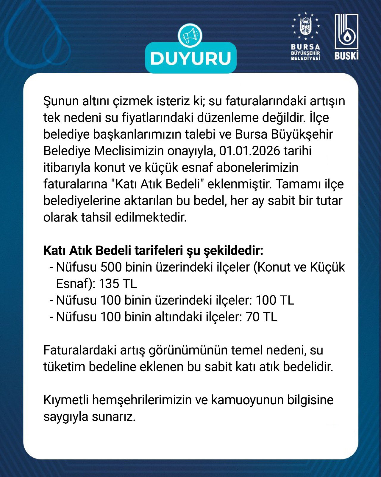 BUSKİ'den su fiyatlarıyla ilgili açıklama 2 Bülten Medya -