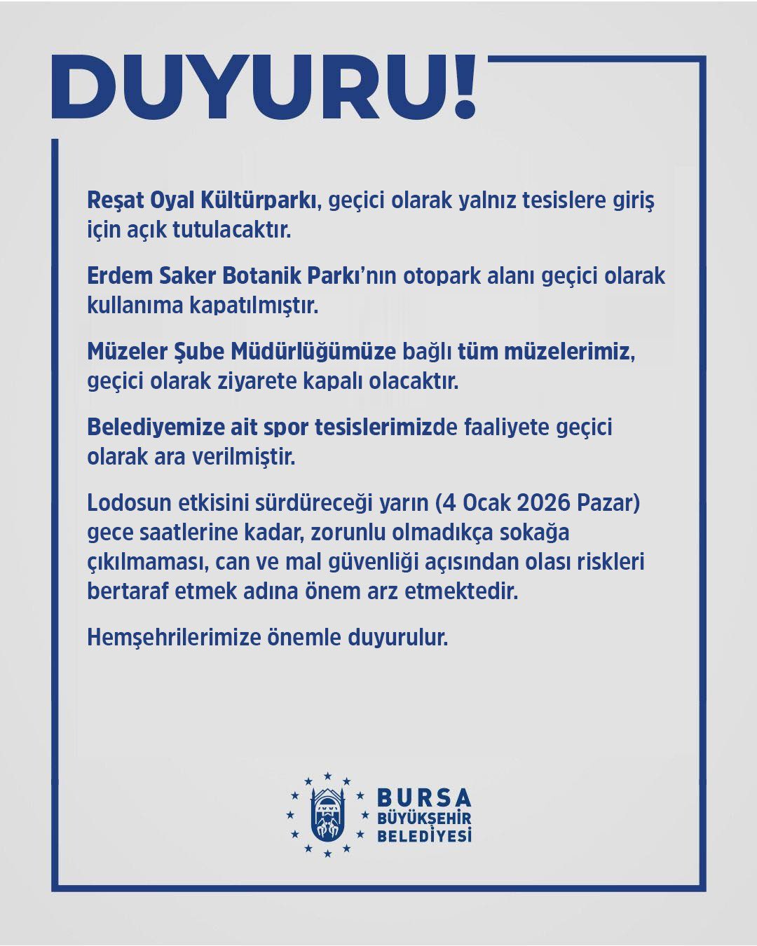 Bursa'da lodos alarmı! Merinos parkı kapatıldı! 2 Bülten Medya -
