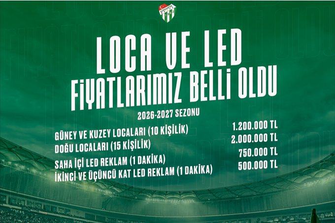 Fiyatlar açıklandı… Localar ve reklam ücretleri belli oldu 1 Bülten Medya -